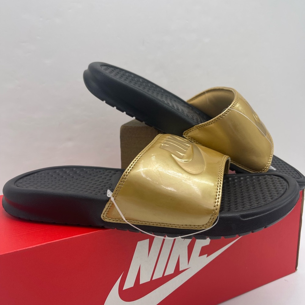 Nike WMNS Black and Gold Slide Sandals - Picture 7 of 16